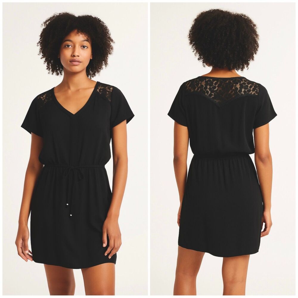 Grace & Mila Paris Drawstring Dress with Lace Pom Trim